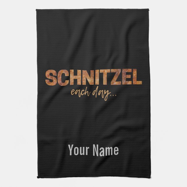 Schnitzel jeden Tag Funny Cutlet Escalope Design Geschirrtuch (Vertikal)