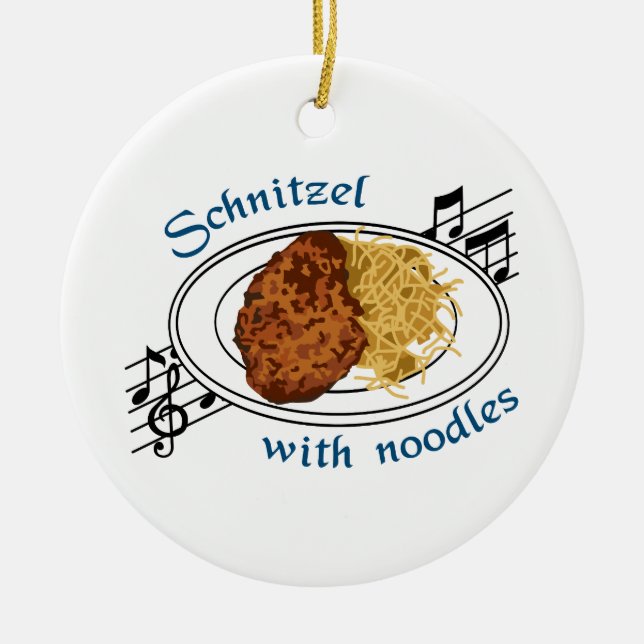 Schnitzel mit Noodles Keramikornament (Vorne)