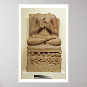Schnitzen von Buddha in der Haltung des Predigens Poster