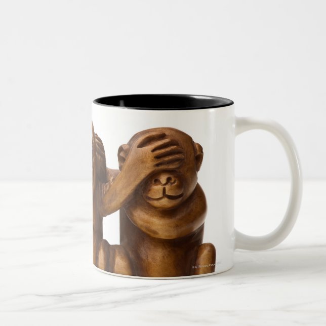 Schnitzen von drei hölzernen Affen Zweifarbige Tasse (Rechts)