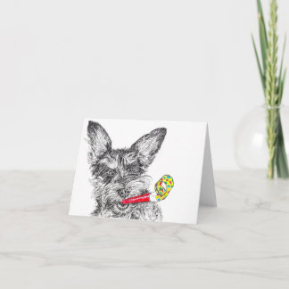 Schnoodle Hund mit Party-Blume Geburtstagskarte Karte