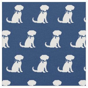 Schnoodle Hund Silhouette Blauer Navy Stoff