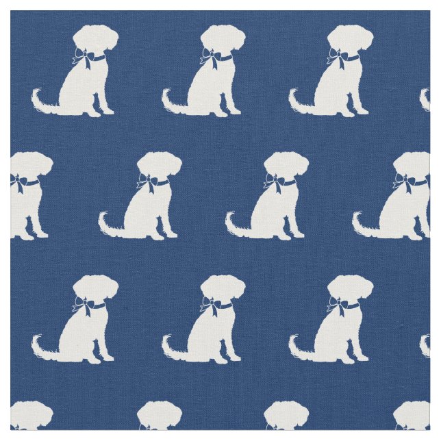 Schnoodle Hund Silhouette Blauer Navy Stoff (Nahaufnahme)