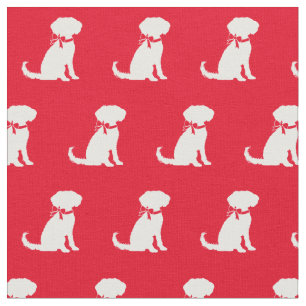 Schnoodle Hund Silhouette Rotes Tier Stoff