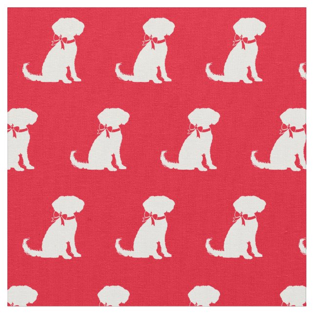 Schnoodle Hund Silhouette Rotes Tier Stoff (Nahaufnahme)