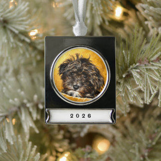 Schnoodle-Hunde-Banner-Ornament Banner-Ornament Silber