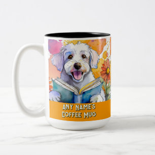 Schnoodle liest das große Buch Zweifarben-Kaffeeta Zweifarbige Tasse