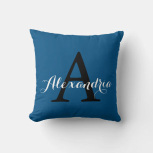 Schnorchel Blue Royal Nautical Solid Color Monogra Kissen