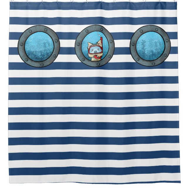 Schnorchel Cairn Porthole Nautic Duschvorhang (Vorderseite)