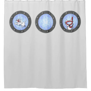 Schnorchel Westies Porthole Grau Duschvorhang