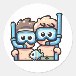 Schnorchelfreunde Runder Aufkleber