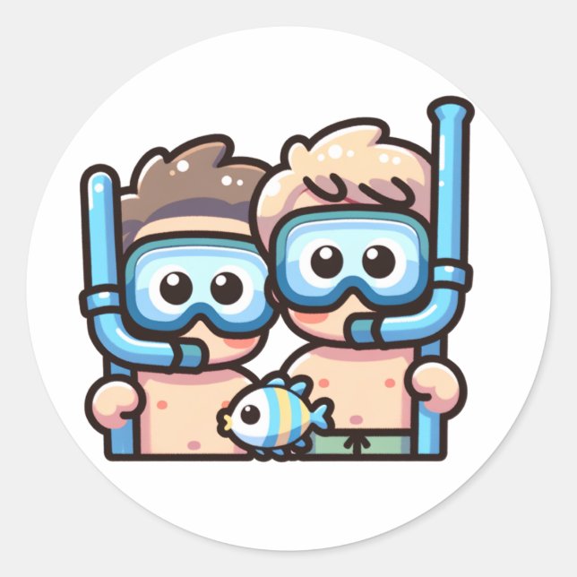 Schnorchelfreunde Runder Aufkleber (Vorderseite)