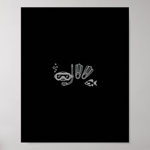Schnorchelmaske und Flossen für Tauchliebhaber – S Poster