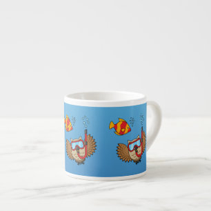 Schnorchelmaske und tropische Fische Espressotasse