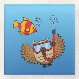 Schnorchelmaske und tropische Fische Glasuntersetzer