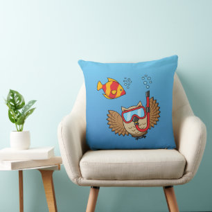 Schnorchelmaske und tropische Fische Kissen