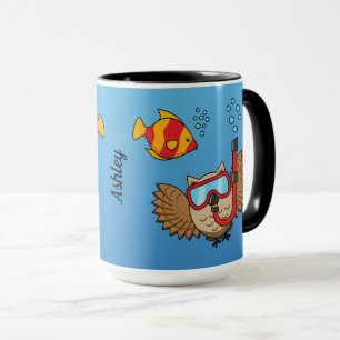 Schnorchelmaske und tropische Fische Name hinzuf Tasse