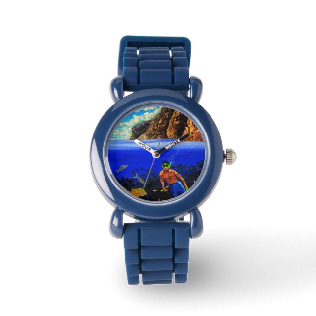 Schnorcheln am Schwarzen Felsen Armbanduhr (Vorderseite)