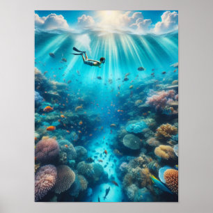 Schnorcheln an einem Korallenriff Poster