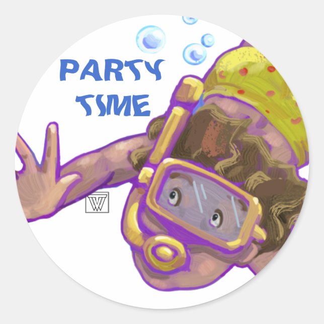 Schnorcheln Boy Party Time Anpassbare Sticker (Vorderseite)