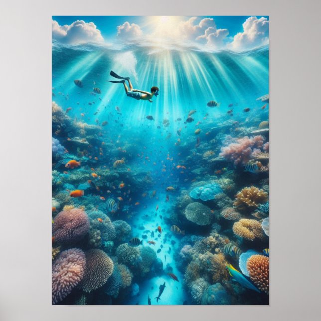 Schnorcheln eines Korallenriffs Poster (Vorne)