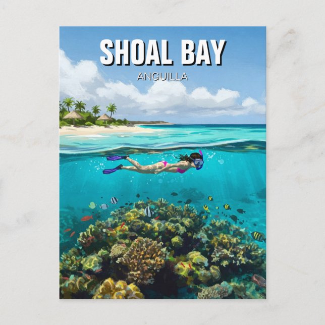 Schnorcheln in der Shoal Bay Anguilla Reisen Postkarte (Vorderseite)