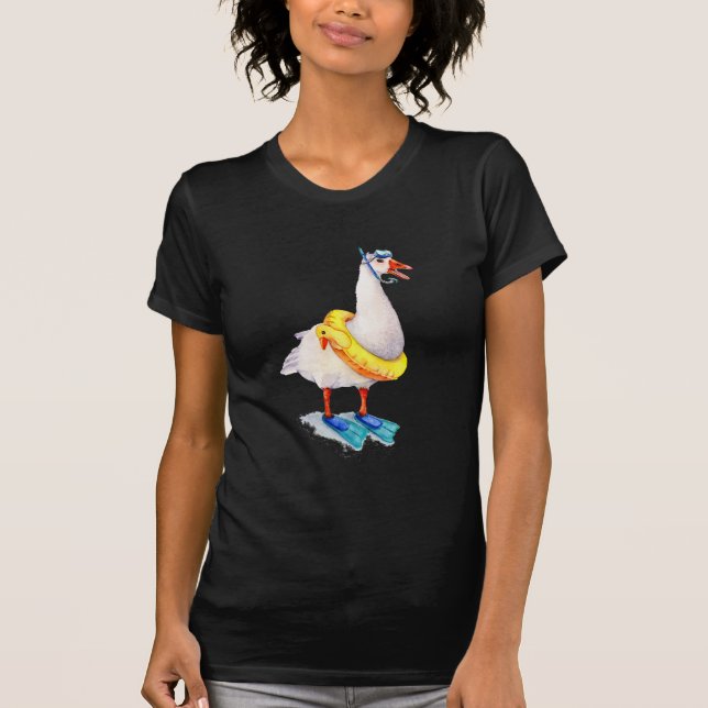 Schnorcheln Kanada Gänse in Flippern und Swim Ring T-Shirt (Vorderseite)