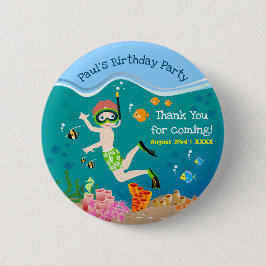 Schnorcheln mit tropischen Fischen Junge Geburtsta Button