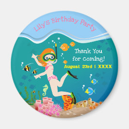 Schnorcheln mit tropischen Fischen Mädchen Geburts Magnet