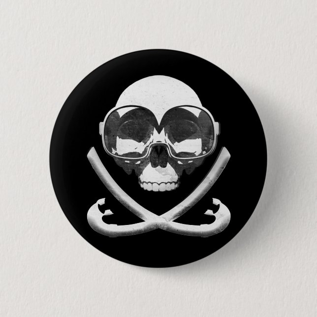Schnorcheln und Tauchen Piratenflagge Button (Vorderseite)