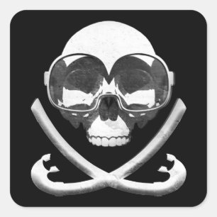 Schnorcheln und Tauchen Piratenflagge Quadratischer Aufkleber