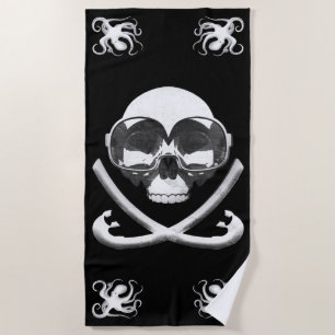 Schnorcheln und Tauchen Piratenflagge Strandtuch