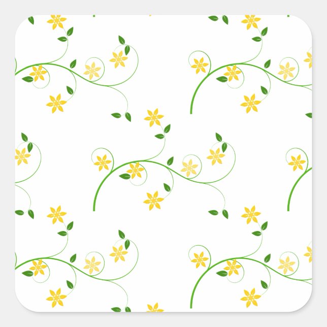 Schnörkel und Blume Quadratischer Aufkleber (Vorderseite)
