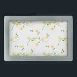 Schnörkel und Blume Rechteckige Gürtelschnalle<br><div class="desc">3d Schnörkel und Blume. Gelb und grün.</div>