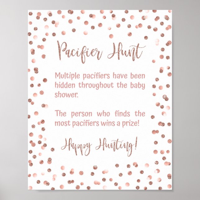 Schnuller Hunt Baby Showgame Rose Gold Poster (Vorne)