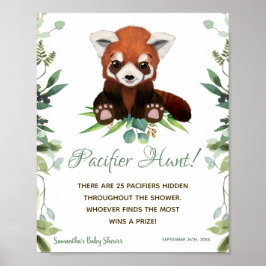 Schnuller Hunt Game Baby Dusche Schild Red Panda B