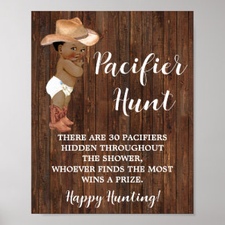 Schnuller Hunt Game OM Cowboy Baby Duschzeichen Poster