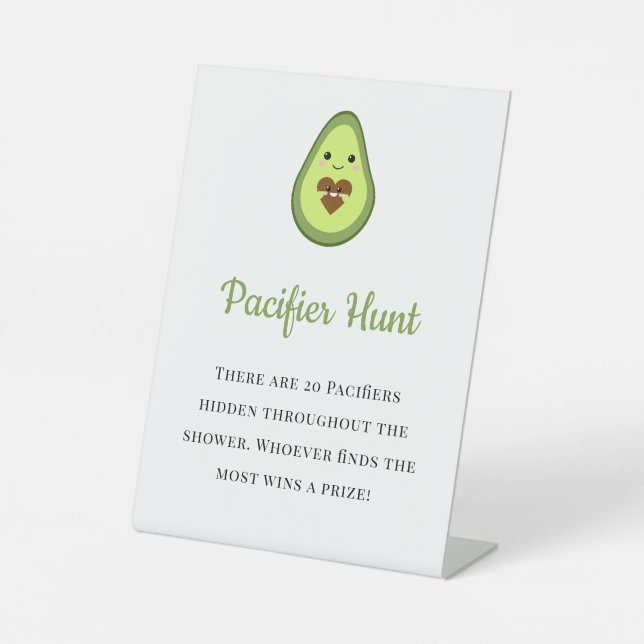 Schnuller Hunt Game Sign Avocado Fiesta Kinderdusc Sockelschild (Vorderseite)