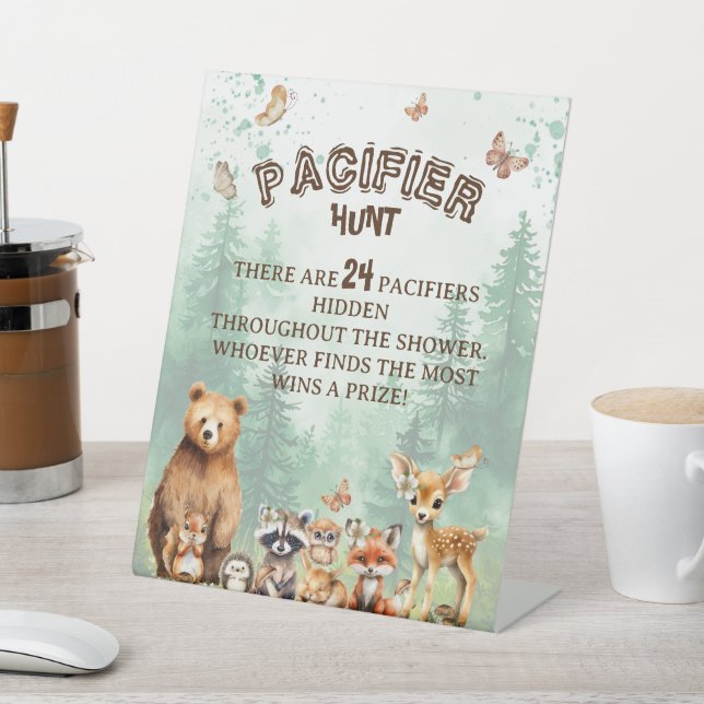 Schnuller Hunt Woodland Tiere Kinderduschenspiel Sockelschild (In SItu)