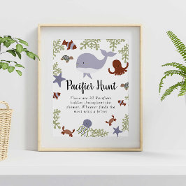 Schnuller Jagd unter dem Sea Baby Shower Spiel Nie Poster