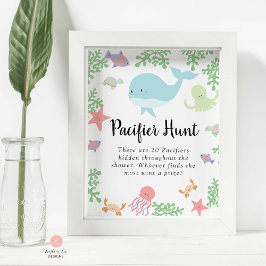 Schnuller Jagd unter dem Sea Baby Shower Spiel Nie Poster