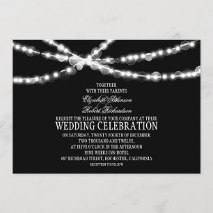Schnur beleuchtet schwarze Hochzeitseinladung Einladung