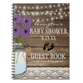 Schnur Licht-lila Baby-DuscheGuestbook | Notizblock