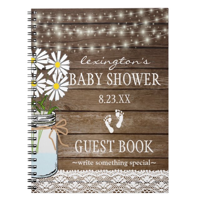 Schnur Licht-weißen BabypartyGuestbook | Notizblock (Vorderseite)
