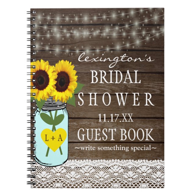 Schnur von Licht-Sonnenblume-BrautpartyGuestbook Notizblock (Vorderseite)