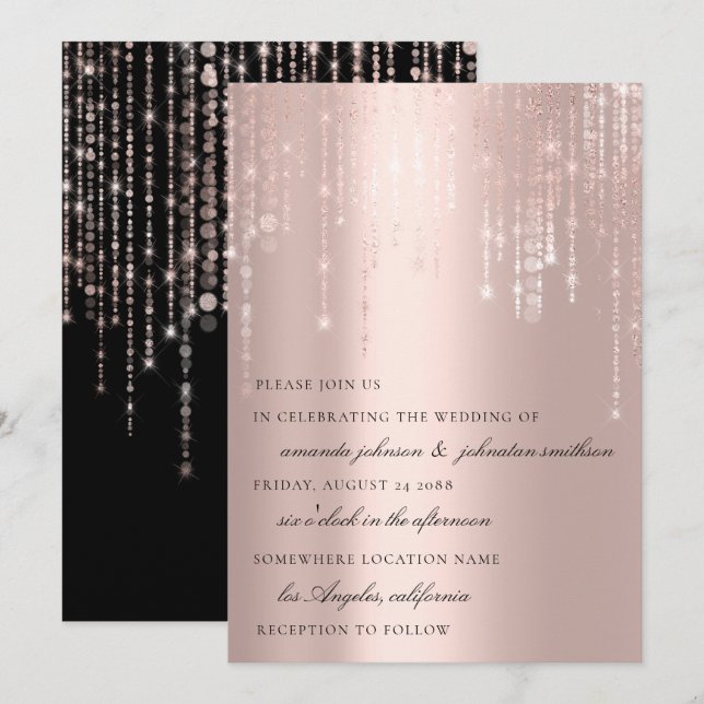 Schnüre Rose beim Hochzeitstich Einladung (Vorne/Hinten)