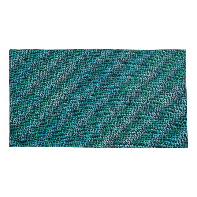 Schnüre und gewellte Grassackenmasche, Cyangrün Kissenbezug (Rückseite-Links)