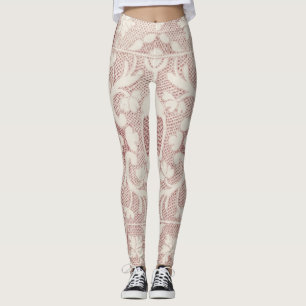 schnüren Sie sich Muster, Vintage Radierung, Rosa Leggings
