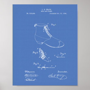 Schnürklammer 1894 Patentart Blueprint Poster