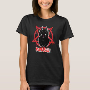 Schnurr Böser Satanischer Schwarzer Katze Teufel P T-Shirt